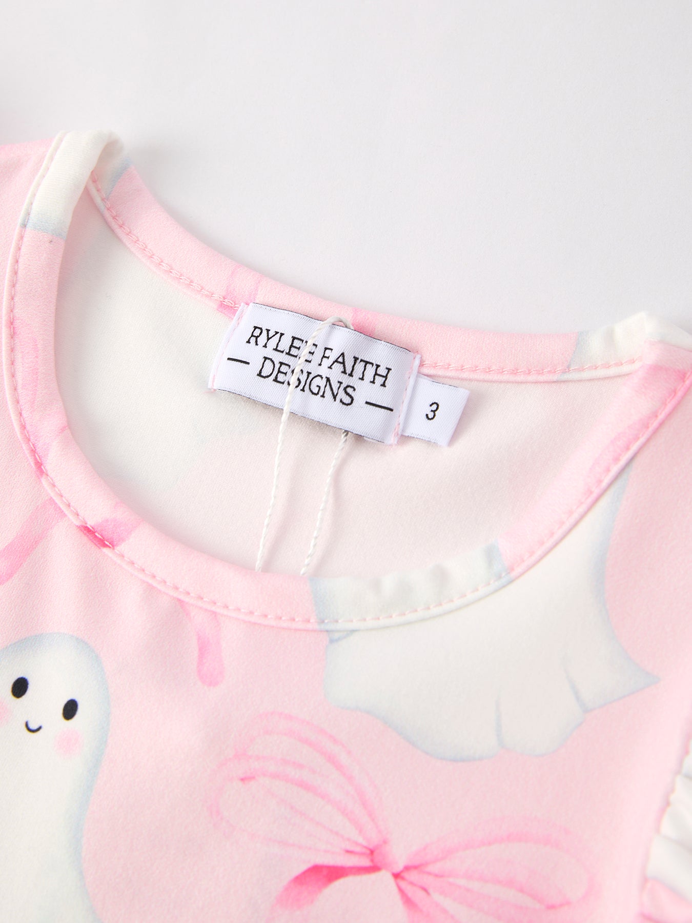 Halloween Pink Ghost Bow Flying Sleeve Dress