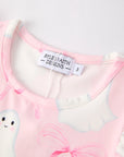 Halloween Pink Ghost Bow Flying Sleeve Dress