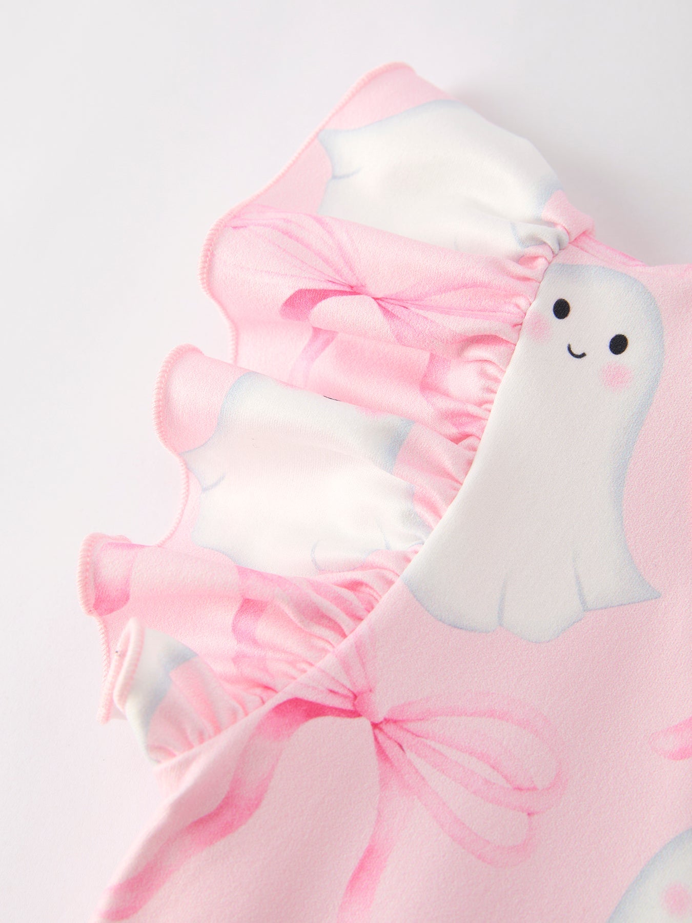 Halloween Pink Ghost Bow Flying Sleeve Dress