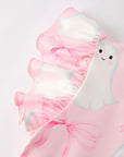 Halloween Pink Ghost Bow Flying Sleeve Dress