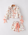 Halloween Ghost Pumpkin Print Girls Pajama Set