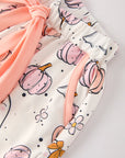 Halloween Ghost Pumpkin Print Girls Pajama Set