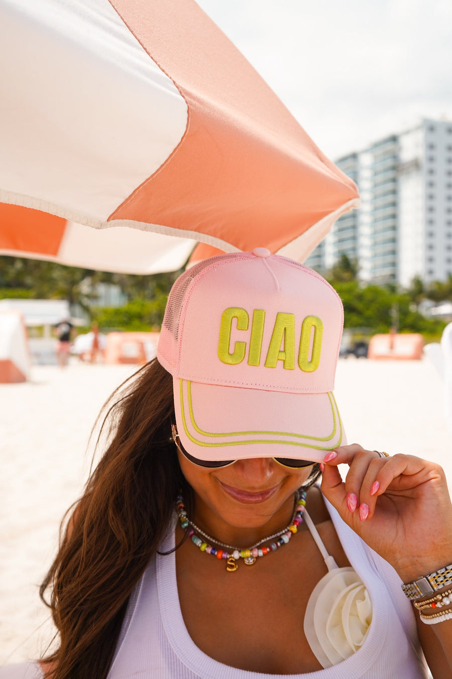 Ciao - Pink Canvas Trucker Hat KenzKustomz