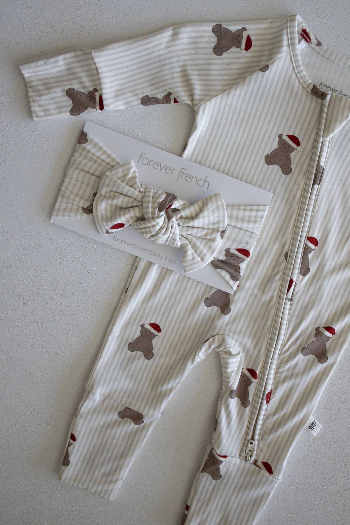 Bamboo Head Wrap | Santa Teddy forever french baby