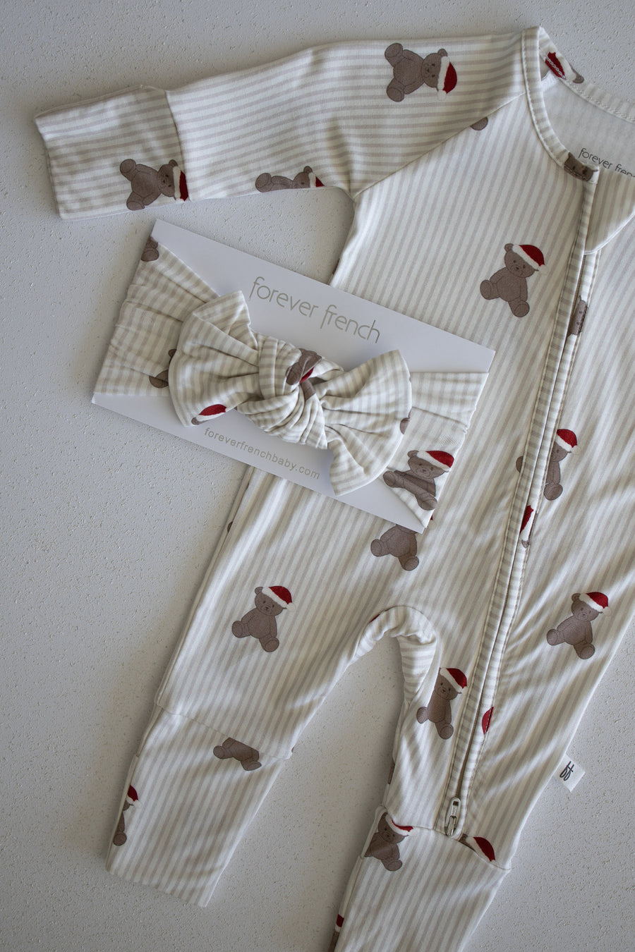 Bamboo Head Wrap | Santa Teddy forever french baby