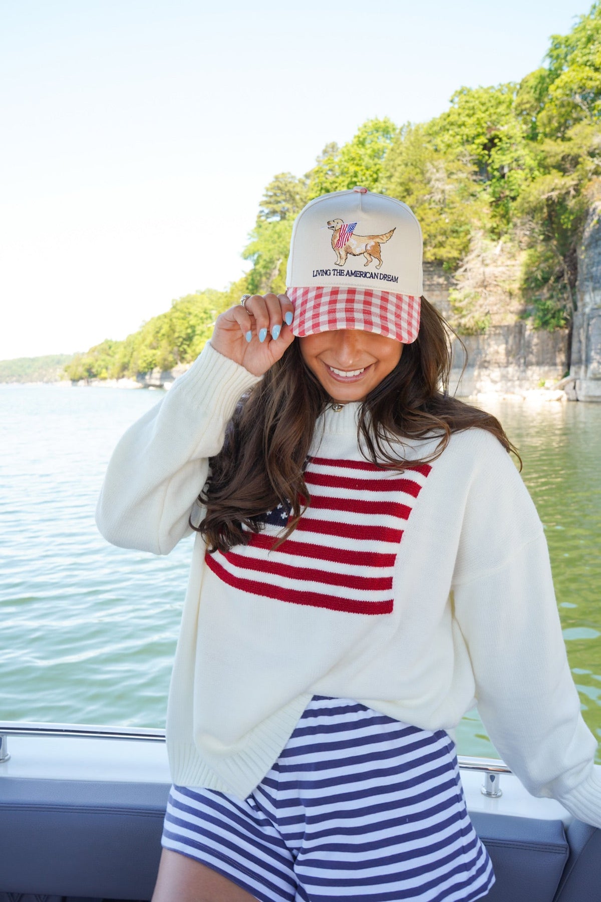 Living The American Dream - Red Gingham Hat KenzKustomz