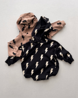 Hooded Bubble Romper  |  Black Bolts