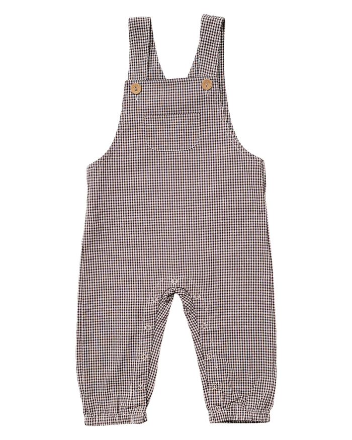 Brown Plaid Overalls Mebie Baby
