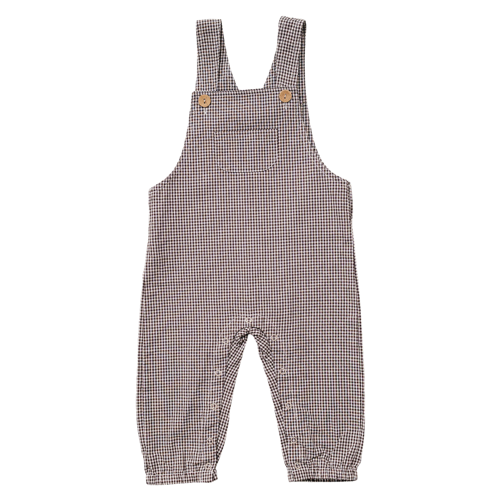 Brown Plaid Overalls Mebie Baby