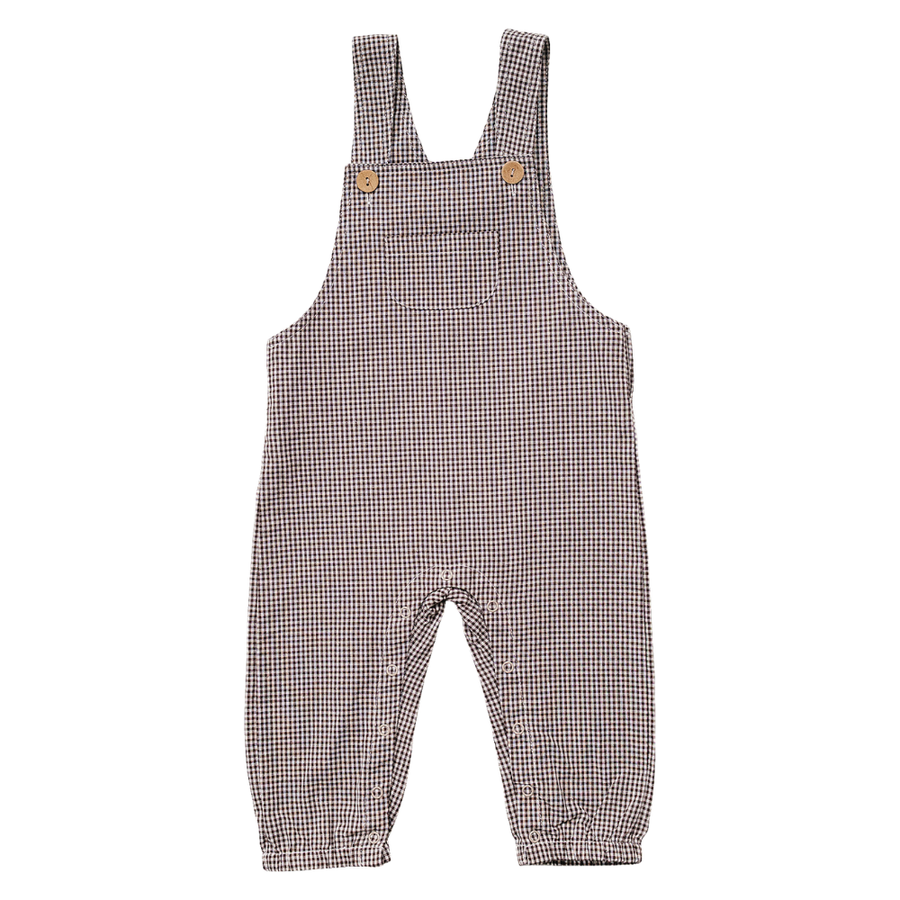 Brown Plaid Overalls Mebie Baby
