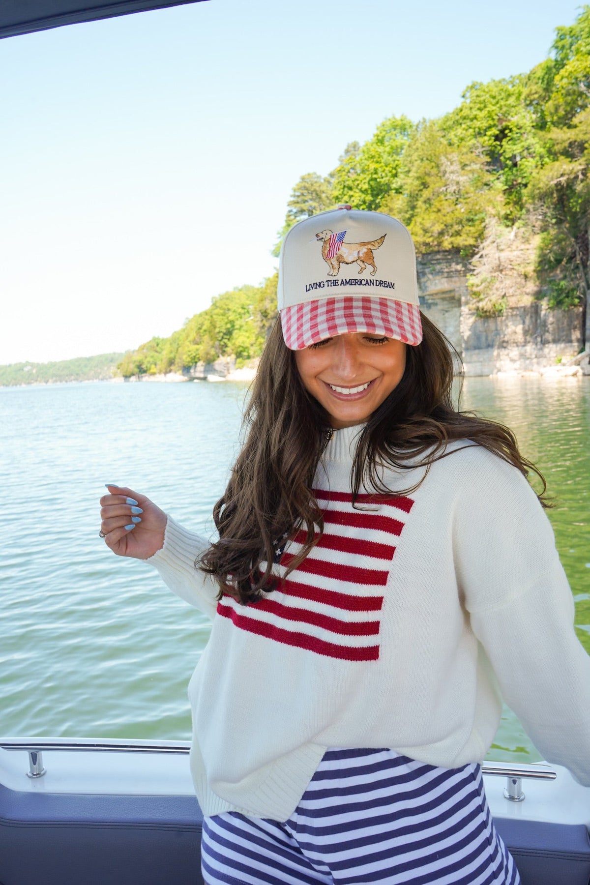 Living The American Dream - Red Gingham Hat KenzKustomz