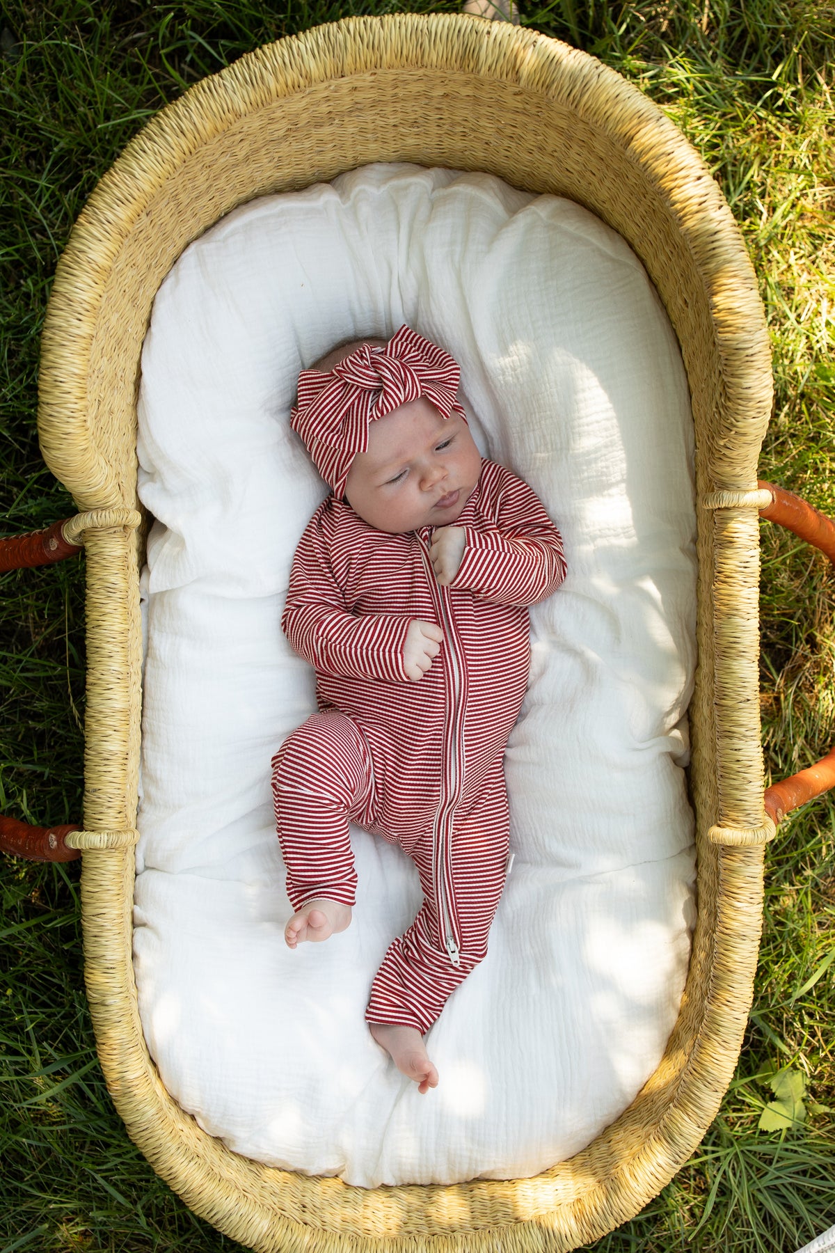 Bamboo Zip Pajamas | Peppermint Stripe Ribbed forever french baby