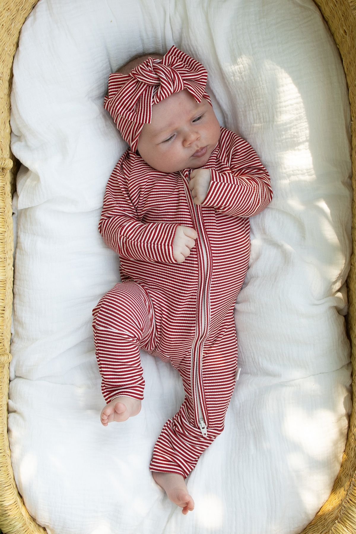 Bamboo Zip Pajamas | Peppermint Stripe Ribbed forever french baby