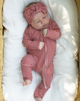Bamboo Zip Pajamas | Peppermint Stripe Ribbed forever french baby