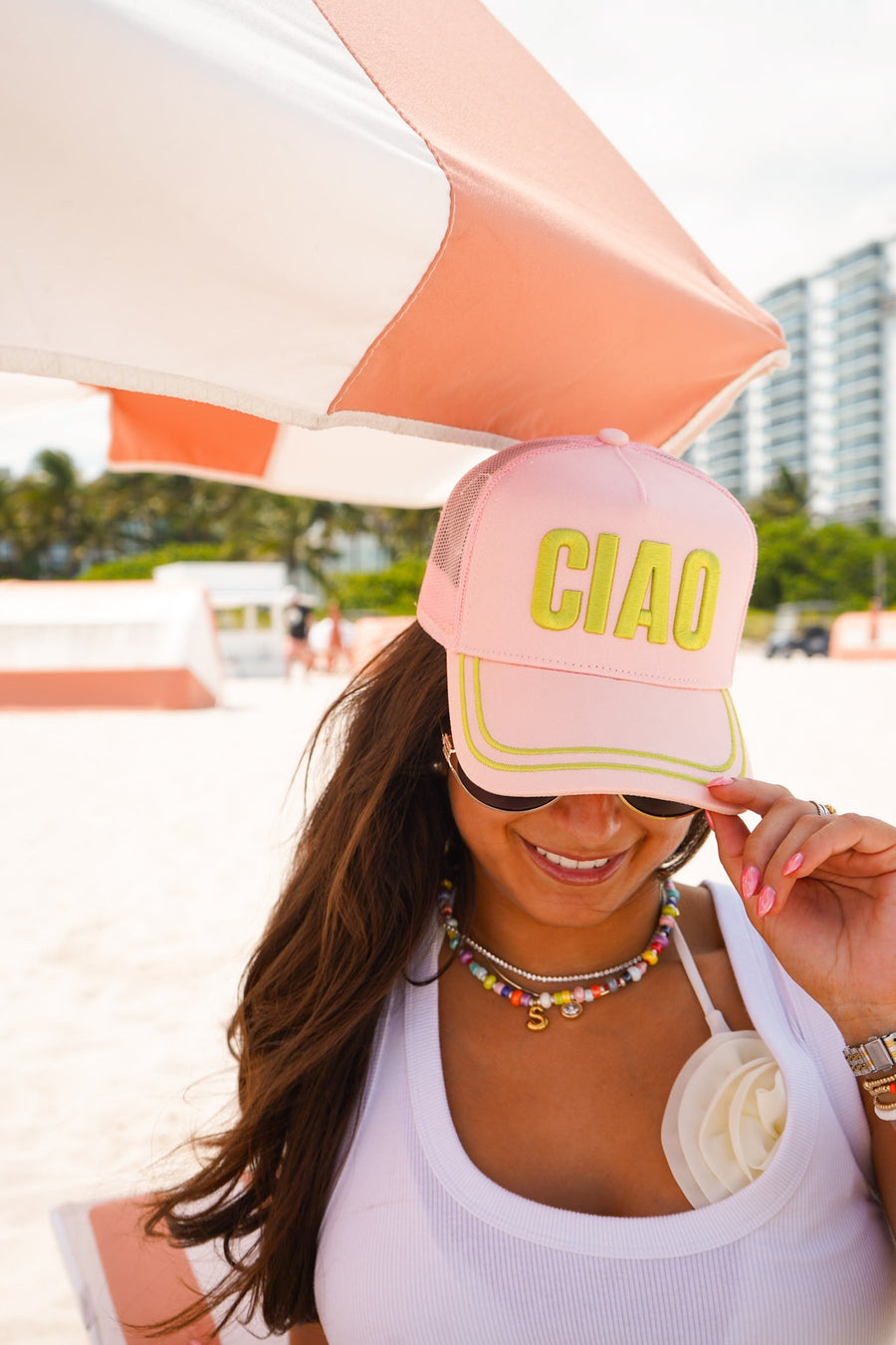 Ciao - Pink Canvas Trucker Hat KenzKustomz