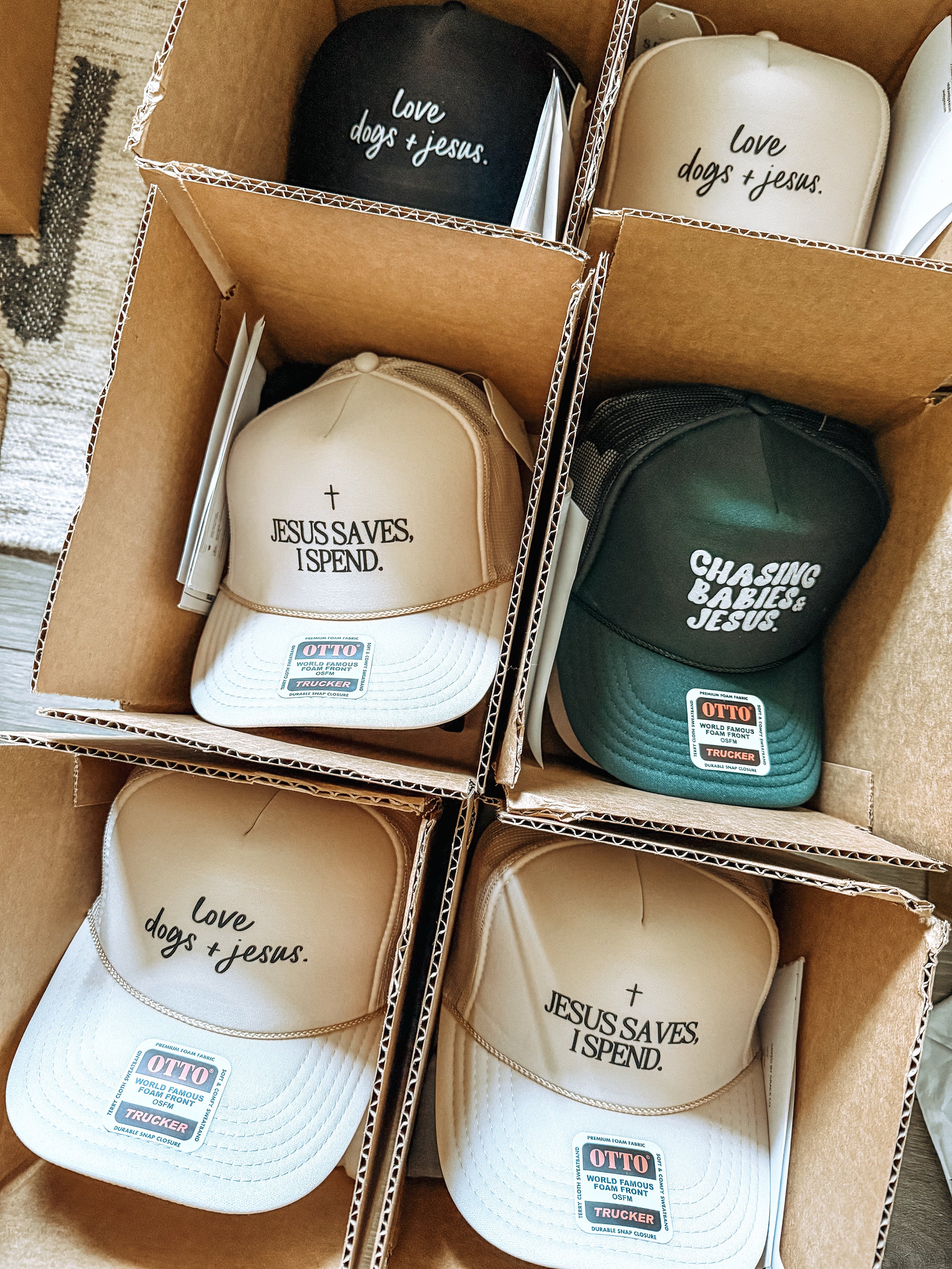 Love dogs + Jesus trucker hat Saved by Grace Co.