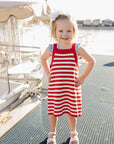 Red Stripe Knit Cover-Up Dress