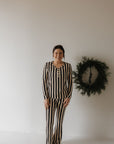 Women's Long Sleeve Bamboo Pajama | Midnight Stripe