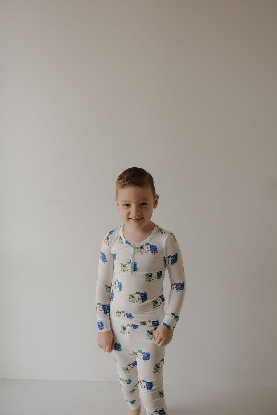 Bamboo Two Piece Pajamas | Charli's Monsters forever french baby