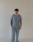 Men's Short Sleeve Pajamas | Blue Gingham