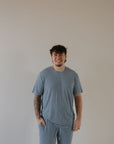 Men's Short Sleeve Pajamas | Blue Gingham