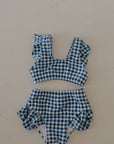 Girls Two Piece Swimsuit | Blue Gingham