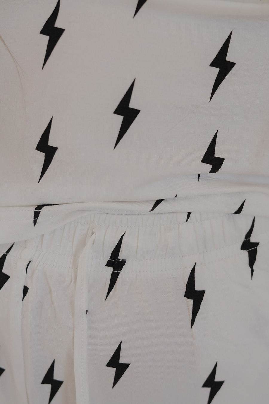 Women's Long Sleeve Bamboo Pajama | White & Black Lightning Bolt forever french baby
