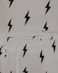 Women's Long Sleeve Bamboo Pajama | White & Black Lightning Bolt