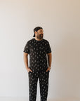 Men's Bamboo Short Sleeve Pajama | Midnight Lightning Bolt