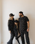 Women's Long Sleeve Bamboo Pajama | Midnight Lightning Bolt