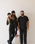 Men's Bamboo Short Sleeve Pajama | Midnight Lightning Bolt