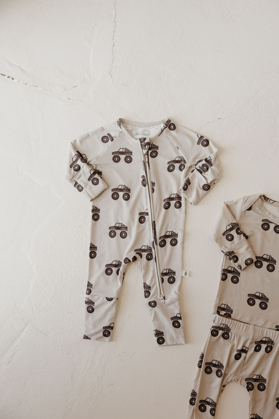 Bamboo Zip Pajamas | Monster Truck forever french baby