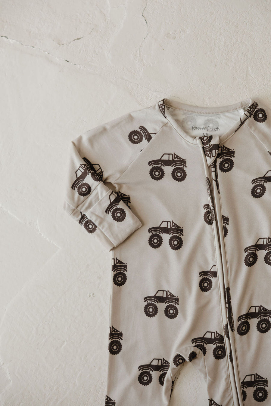 Bamboo Zip Pajamas | Monster Truck forever french baby