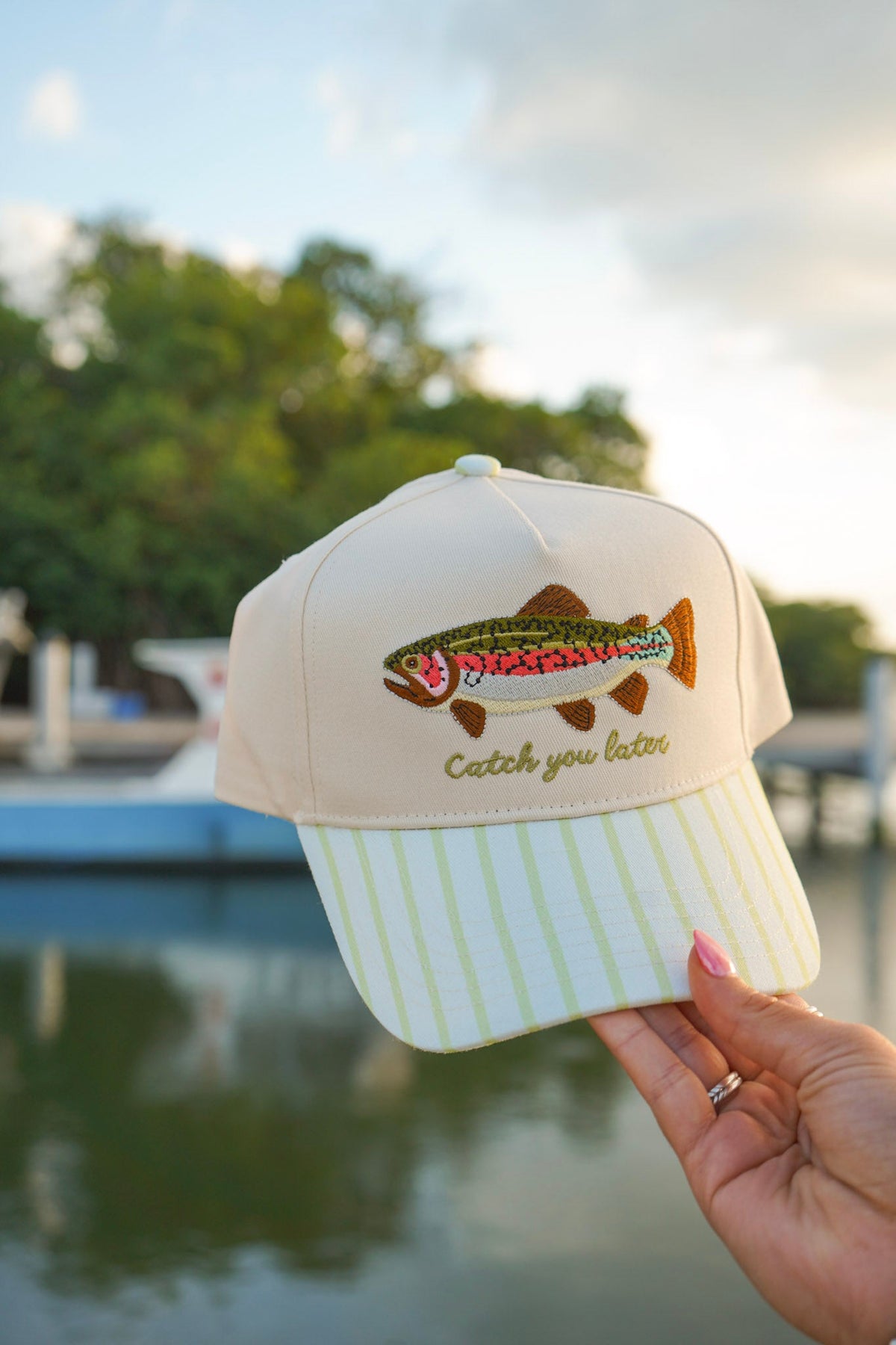 Catch You Later - Green Stripe Hat KenzKustomz
