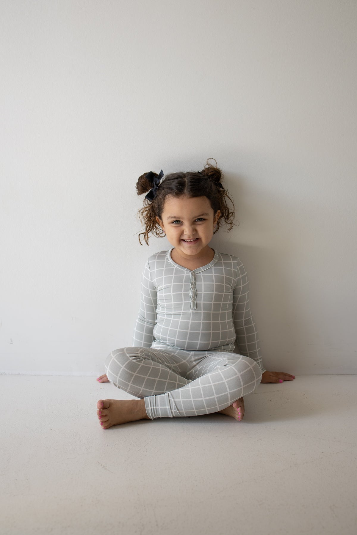 Bamboo Two Piece Pajamas | Foggy Grid forever french baby