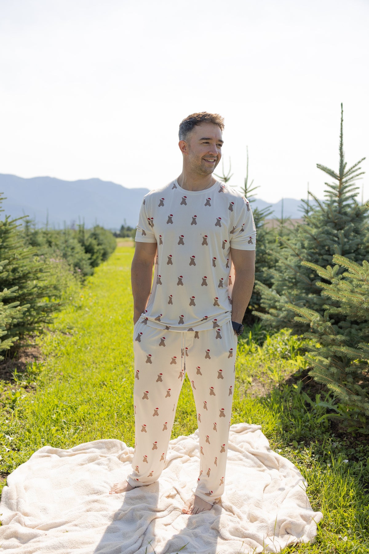 Men's Short Sleeve Pajamas | Santa Teddy forever french baby