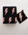 Lightning Bolt Fuzzy Blanket | Mocha