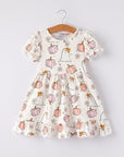 Halloween Pumpkin Ghost Print Cute Girls Dress