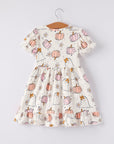 Halloween Pumpkin Ghost Print Cute Girls Dress