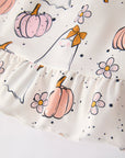 Halloween Pumpkin Ghost Print Cute Girls Dress