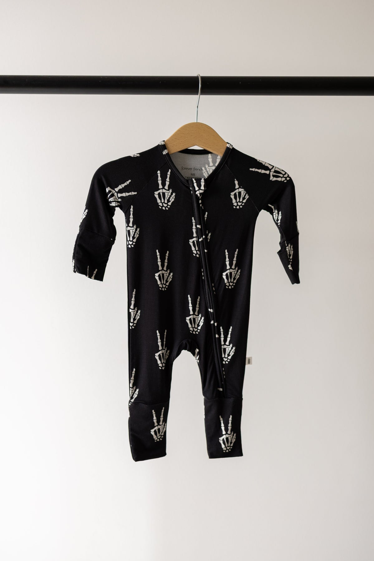 PRE- ORDER ships October 9th |Bamboo Zip Pajamas | Midnight Skelly forever french baby