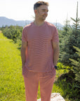 Men's Short Sleeve Pajamas | Peppermint Stripe Ribbed forever french baby