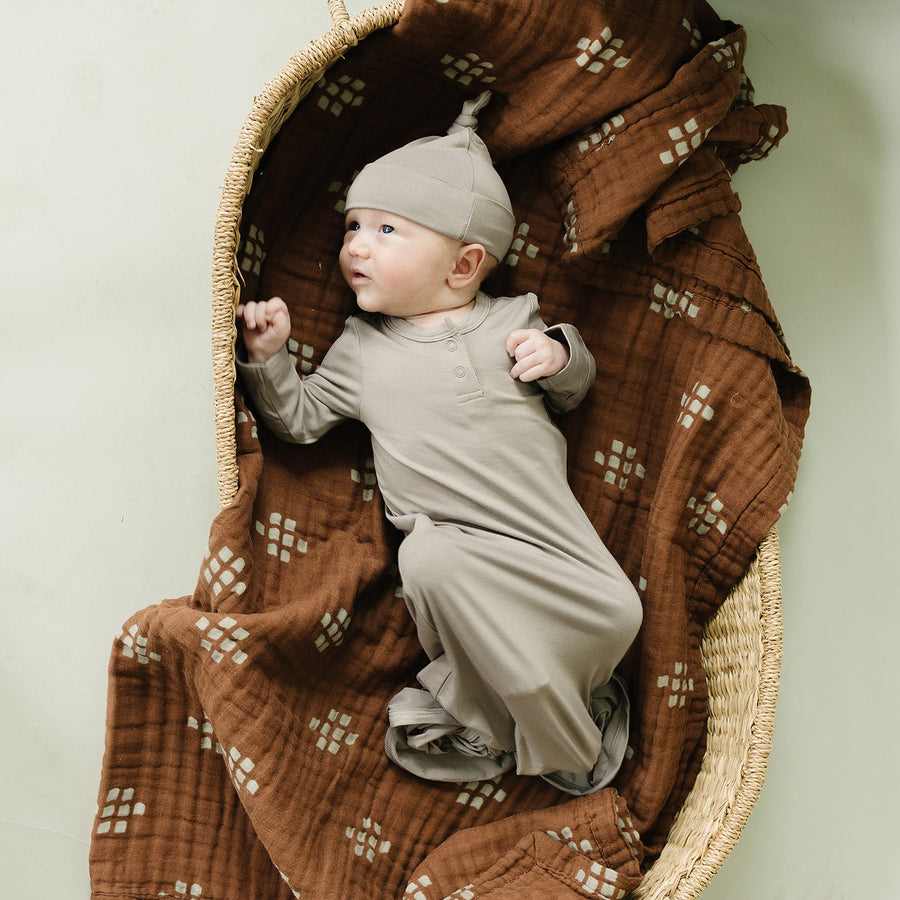 Oatmeal Bamboo Hat OR Head Wrap Set Mebie Baby