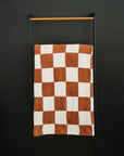 Rust Checkered Plush Blanket