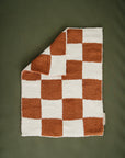 Rust Checkered Plush Blanket