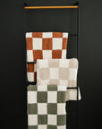 Rust Checkered Plush Blanket