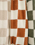 Rust Checkered Plush Blanket