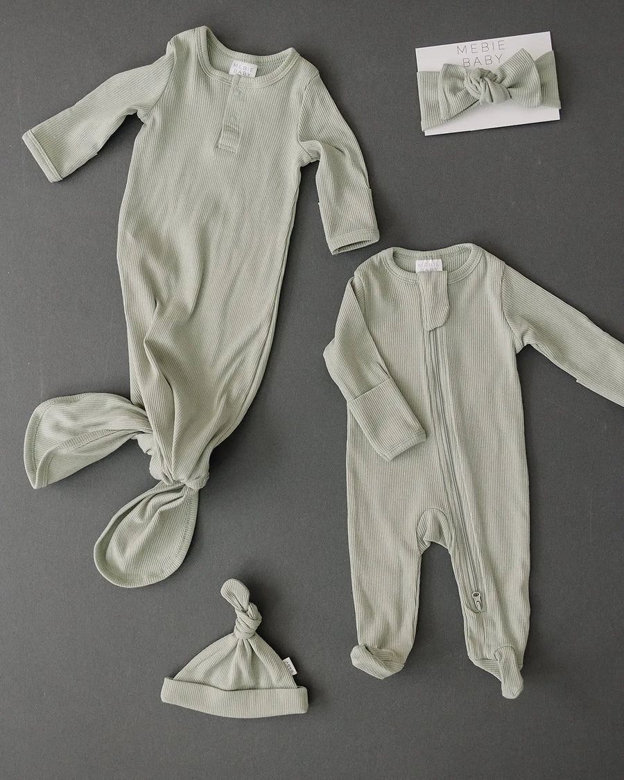 Sage Organic Cotton Ribbed Head Wrap Mebie Baby