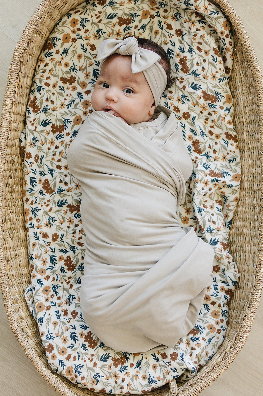 Oatmeal Bamboo Hat OR Head Wrap Set Mebie Baby