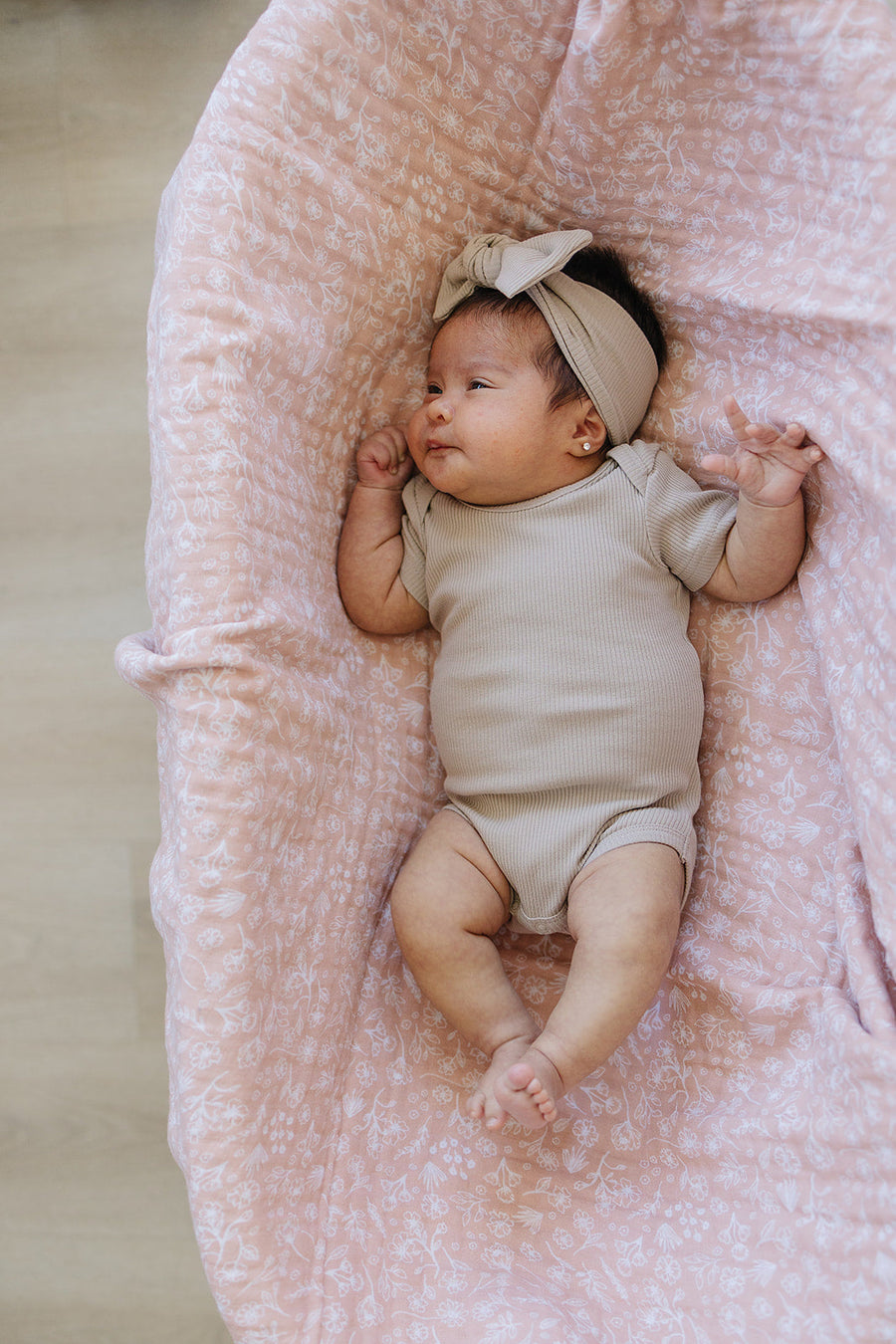 Oatmeal Organic Cotton Ribbed Head Wrap Mebie Baby